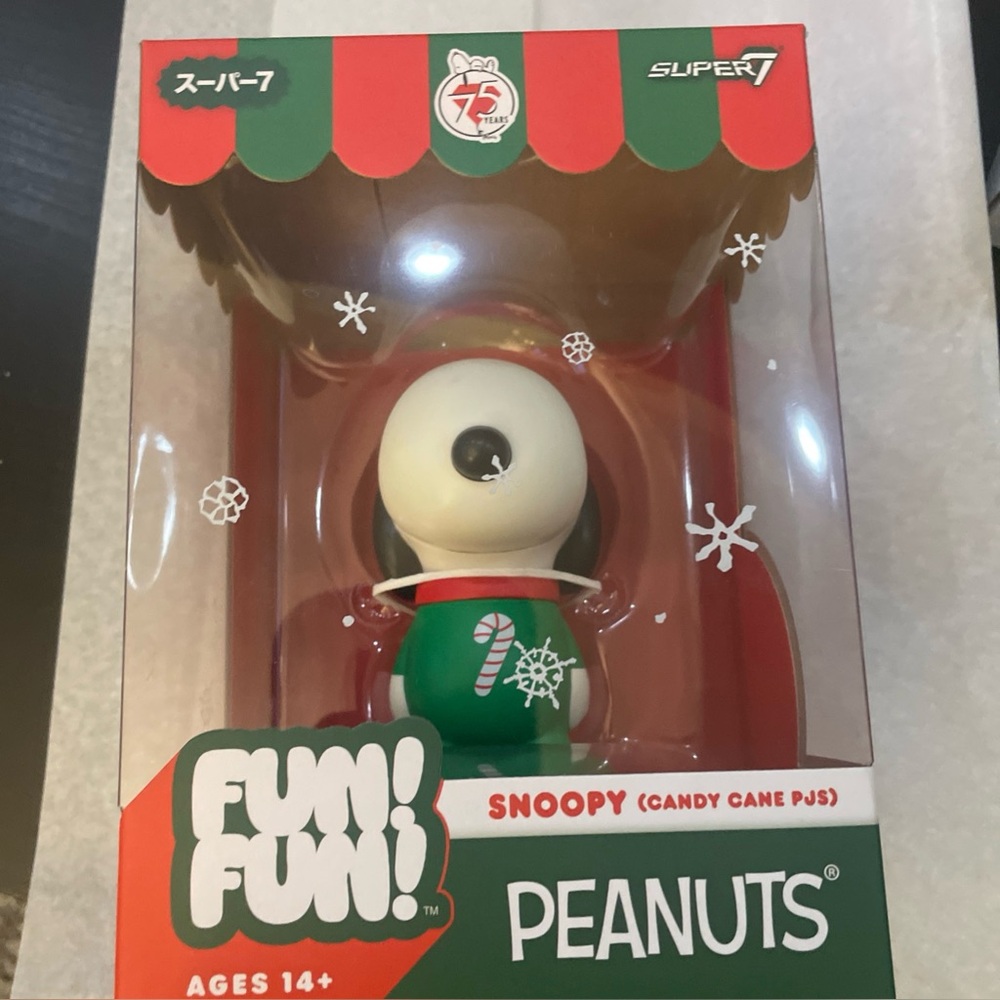Super7 Fun! Fun! Holiday Peanuts 75 Years Snoopy Candy Cane PJs Vinyl Figure